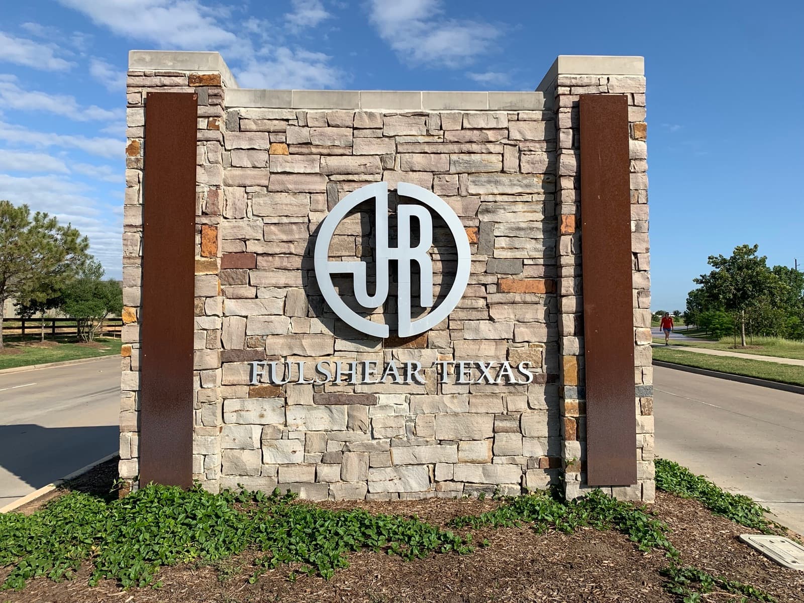 Jordan Ranch monument sign at the Fulshear, Texas community entrance